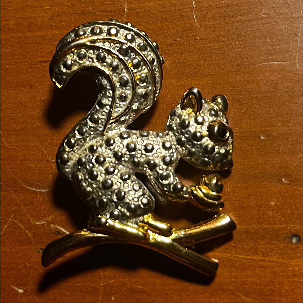 Sparkling Squirrel Brooch